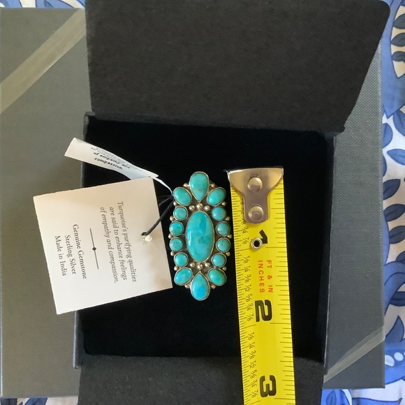 Sterling Silver Genuine Gemstone Blue Mojave Turquoise Ring Size-8 - Picture 12 of 14